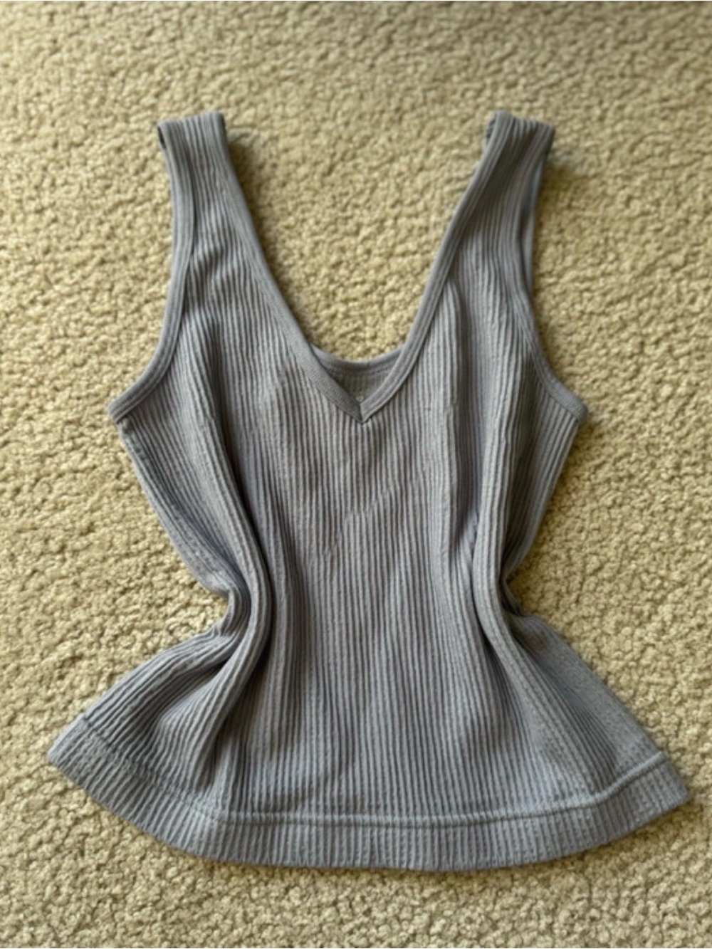 Fashion Nova Ribbed V-Neck Tank - light blue y2k